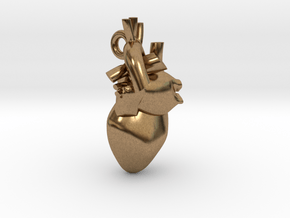 Human Heart Pendant in Natural Brass