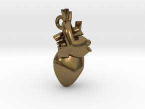 Human Heart Pendant in Natural Bronze