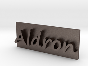 Aldron Brand Plate in Polished Bronzed Silver Steel