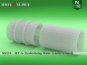 SET 2x Straßenbelag-Walze (Läuferverband - N 1:160 in Gray Fine Detail Plastic