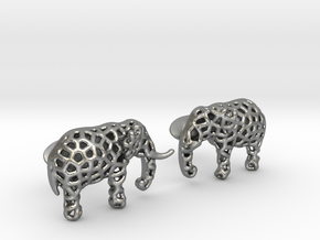 Elephant Cufflinks in Natural Silver