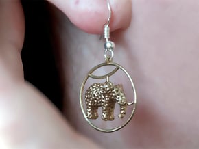 Elephant Earring in Natural Brass
