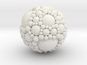 Spherical fractal: apollonian sphere packing (S) in White Natural Versatile Plastic