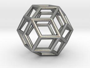 Rhombic Triacontahedron Pendant in Natural Silver