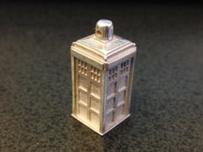 TARDIS Necklace/Charm Silver in White Processed Versatile Plastic
