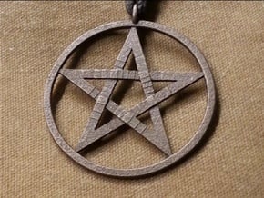 Pentacle Pendant - braided in Polished Bronzed Silver Steel