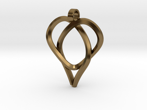 Trefoil Knot Heart Pendant in Polished Bronze