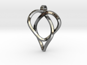 Trefoil Knot Heart Pendant in Fine Detail Polished Silver