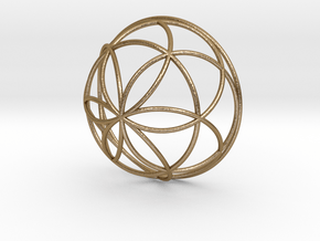 3D 100mm Half Orb of Life (3D Seed of Life)  in Polished Gold Steel