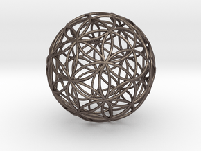 3D 100mm Orb of Life (3D Flower of Life)  in Polished Bronzed Silver Steel