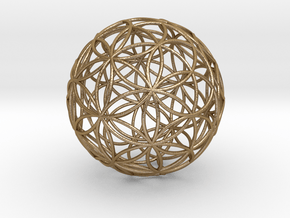 3D 100mm Orb of Life (3D Flower of Life)  in Polished Gold Steel