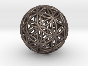 3D 25mm Orb Of Life (3D Flower of Life) in Polished Bronzed Silver Steel