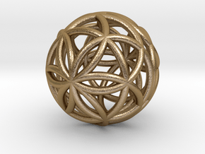 3D 25mm Orb of Life (3D Seed of Life)  in Polished Gold Steel