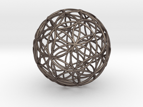 3D 300mm Orb of Life (3D Flower of Life)  in Polished Bronzed Silver Steel