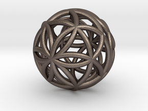 3D 33mm Orb of Life (3D Seed of Life) in Polished Bronzed Silver Steel