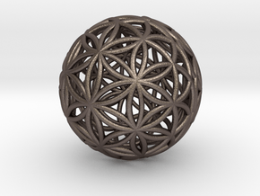 3D 33mm Orb Of Life (3D Flower of Life) in Polished Bronzed Silver Steel