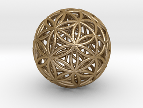 3D 33mm Orb Of Life (3D Flower of Life) in Polished Gold Steel