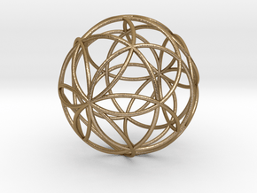 3D 88mm Orb of Life (3D Seed of Life)  in Polished Gold Steel
