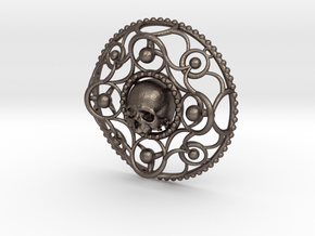 Skull Pendant  in Polished Bronzed Silver Steel