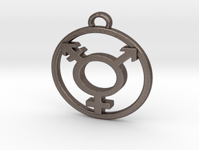 TransGender Pendant -Small in Polished Bronzed Silver Steel