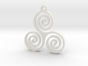 Triple Spiral (Triskele) - Sacred Geometry in White Natural Versatile Plastic