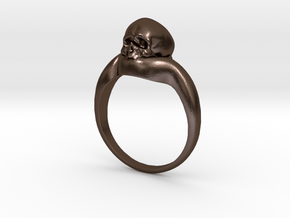 150109 Skull Ring 1 Size 10  in Polished Bronze Steel