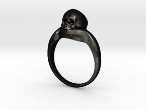 150109 Skull Ring 1 Size 8  in Matte Black Steel