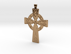 Celtic Cross Pendant in Polished Brass