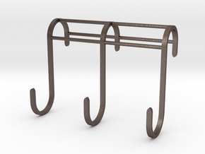 3 Hook Set for IKEA GRUNDTAL (17mm / 2.5mm) in Polished Bronzed Silver Steel