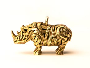 The Rhino Pendant  in Polished Brass