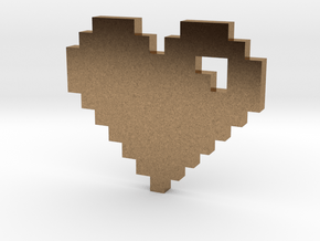 8 Bit Heart (Pixel Heart) in Natural Brass