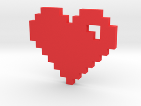 8 Bit Heart (Pixel Heart) in Red Processed Versatile Plastic