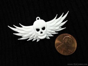 Winged Skull Pendant in White Processed Versatile Plastic