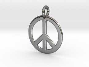 Peace Necklace in Fine Detail Polished Silver