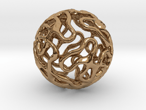 Gyroid Sphere Pendant in Polished Brass