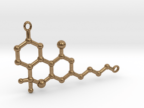 THC Molecule Necklace in Natural Brass