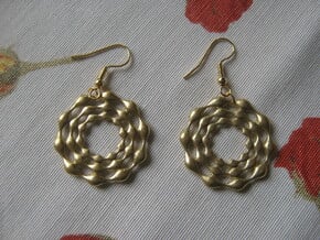 Three-Circle Earrings in Natural Brass