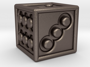 Tactile dice in Polished Bronzed Silver Steel