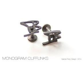 Custom Monogram Cufflinks - TB in Polished and Bronzed Black Steel