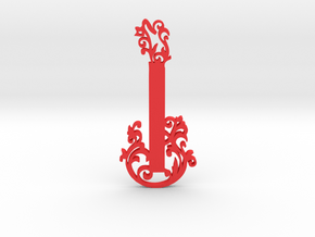 Guitar Floral Key-Chain in Red Processed Versatile Plastic