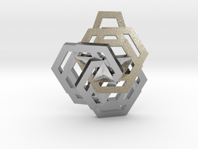 Triple Hexagon Pendant in Natural Silver