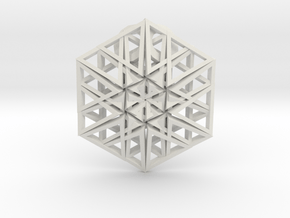 Triangular Hexagon Pendant in White Natural Versatile Plastic