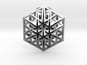 Triangular Hexagon Pendant in Natural Silver
