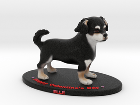 Custom Dog Figurine - Elle (Valentine's Day) in Full Color Sandstone