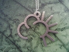 Sunny Cloud - Weather Symbol Pendant in Polished Bronzed Silver Steel