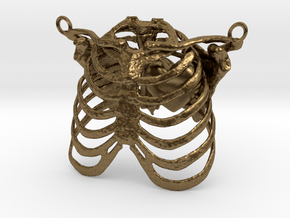 Ribcage With Stylized Heart Pendant in Natural Bronze