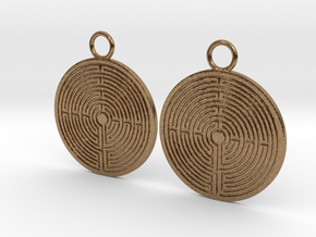 Labyrinth earrings in Natural Brass