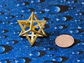 Double Tetrahedron, Merkabah in Polished Gold Steel