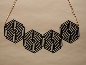 Hexagonal Triangle Necklace in Black Natural Versatile Plastic
