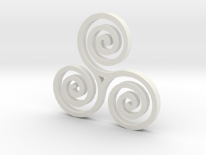 Triple Spiral in White Natural Versatile Plastic